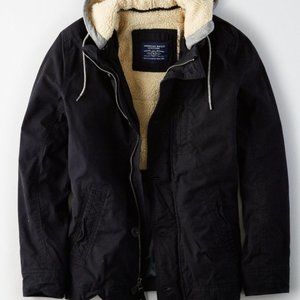 American Eagle Canvas Fleece-hooded Sherpa Jacket